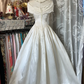 White Vintage Elegant Satin A-Line Maxi Ball Gown R6159