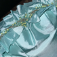 Lake blue satin strapless fitted long ball gown R6918