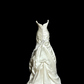White strapless, fitted waist, pleated, full skirt, long ball gown R6639