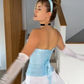 Blue tube top waist fishbone top white skirt homecoming dress R5607