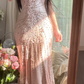 Light pink halter-neck fitted long ball gown with rhinestones - sexy and slimming R7786