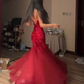 Sexy Spaghetti Strap Waist-Cinched Fitted Bodycon Mermaid Hem Sequin Prom Dress R7118