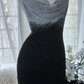 Black halter-neck, fitted waist, backless, sexy bodycon long ball gown R7673