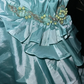 Lake blue satin strapless fitted long ball gown R6918
