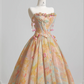 Light orange strapless, fitted waist, full skirt, long ball gown, bridal dress R8223
