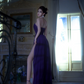 Purple strapless fitted waist slim slit sexy ball gown R7078