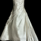 White strapless, fitted waist, pleated, full skirt, long ball gown R6639