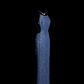 Navy blue sequined halter-neck fitted waist slimming backless hip-revealing long ball gown R6679