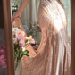 Light pink halter-neck fitted long ball gown with rhinestones - sexy and slimming R7786
