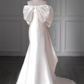 White satin one-shoulder slim waist hip long dress bridal gown R5879