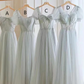 Light blue slim waist elegant ball gown, bridesmaid dress R5998