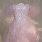 Pink suspender sequined slim fit princess tutu skirt homecoming dress R2550