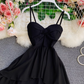 High waist irregular tube top suspender dress design fairy dress chic gentle style long skirt dress R0401