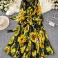 French elegant dress spring dress with bow tie collar slim fit long swing chiffon holiday dress R0351