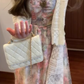 Retro floral suspender dress gentle temperament waist A-line long skirt R0785