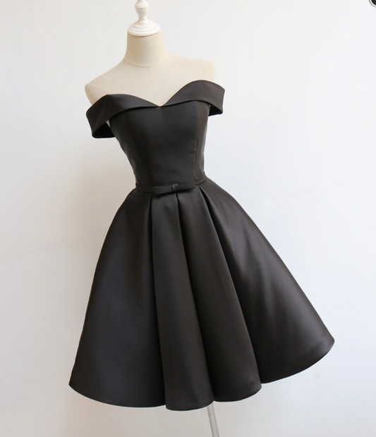Charming Black Homecoming Dress ,Satin Silky Corset Short Prom Dress RS1676