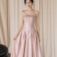 Gentle Satin Silky Prom Gown Pink Women's Maxi Evening Dress Birthday Dress RS2784
