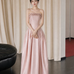 Gentle Satin Silky Prom Gown Pink Women's Maxi Evening Dress Birthday Dress RS2784