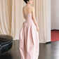 Gentle Satin Silky Prom Gown Pink Women's Maxi Evening Dress Birthday Dress RS2784