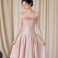 Gentle Satin Silky Prom Gown Pink Women's Maxi Evening Dress Birthday Dress RS2784