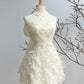 White halter neck slim sexy mini skirt homecoming dress R2568