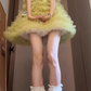 Yellow mesh suspender dress 2025 new gentle sweet style a-line short skirt R0807