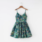 French retro floral slimming and waist cinching skirt with a large skirt and suspender R2874