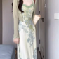 Floral suspender dress beautiful waist dating dress summer R0730