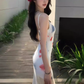 Dopamine waist skirt outfit waist long skirt fishtail skirt beautiful color suspender dress R1616