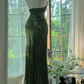 Green halter-neck fitted waist bodycon ball gown R6559