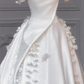 White tube top slim waist puffy long dress bridal gown R5767