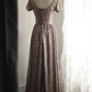 Brown sequined high-waisted sexy long ball gown R6838