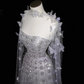 White tube-top rhinestone slim waist A-line maxi dress, prom dress R5649