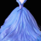 Blue V-neck fitted waist slim-fitting ball gown with a full skirt R8703