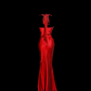 Red halter neck 3D floral dress, fitted waist, bodycon long ball gown R6680