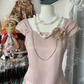 Pink sleeveless fitted waist asymmetrical hem short skirt, a ball gown R6359