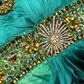 Peacock green halter-neck rhinestone fitted long ball gown R6400