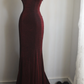 Deep red halter-neck backless fitted waist sexy bodycon long ball gown R6759