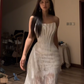White Strapless Boned Waist-Cinched Fitted Sexy Prom Dress R7119