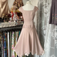 Pink sleeveless fitted waist asymmetrical hem short skirt, a ball gown R6359