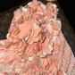 Pink strapless floral fitted mermaid long ball gown R6999