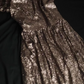 Brown sequined high-waisted sexy long ball gown R6838