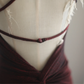 Deep red halter-neck backless fitted waist sexy bodycon long ball gown R6759