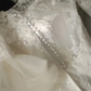 White lace bell-sleeved fitted long ball gown R6799