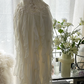 Apricot white strapless, fitted waist, pleated, irregular long ball gown R7674