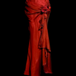 Red halter neck 3D floral dress, fitted waist, bodycon long ball gown R6680