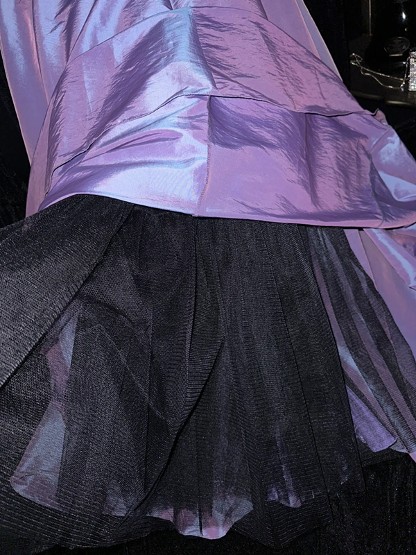 Purple rhinestone strapless fitted long ball gown R6919