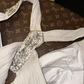 White halter-neck, fitted waist, pleated, sexy long ball gown R7038