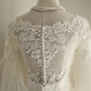 White lace bell-sleeved fitted long ball gown R6799