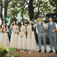 Light apricot slim waist elegant ball gown, bridesmaid dress R5999